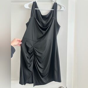 Elegant Black Draped Women's Dress